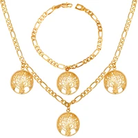 collare jewelry sets for women life tree figaro chain necklace goldsilver color wholesale lucky bracelet necklace sets men s233