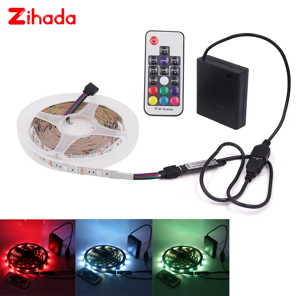 5 в RGB Светодиодная лента 5050 30 светодиодов/м USB 4AA с питанием от аккумулятора ТВ