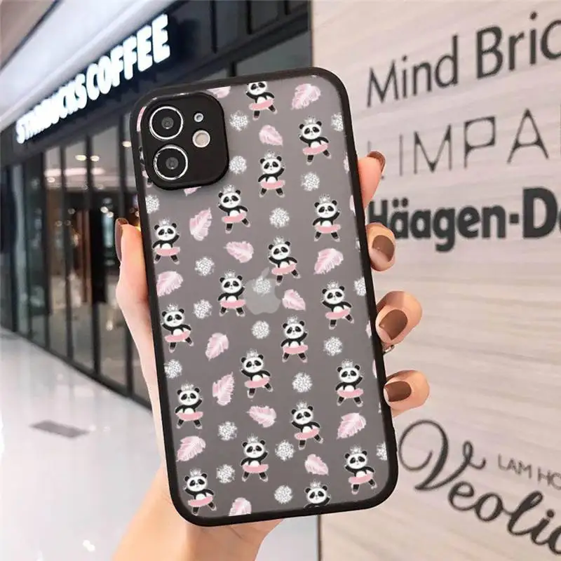 

animal cute panda China Phone Cases Matte Transparent for iPhone 7 8 11 12 s mini pro X XS XR MAX Plus cover funda