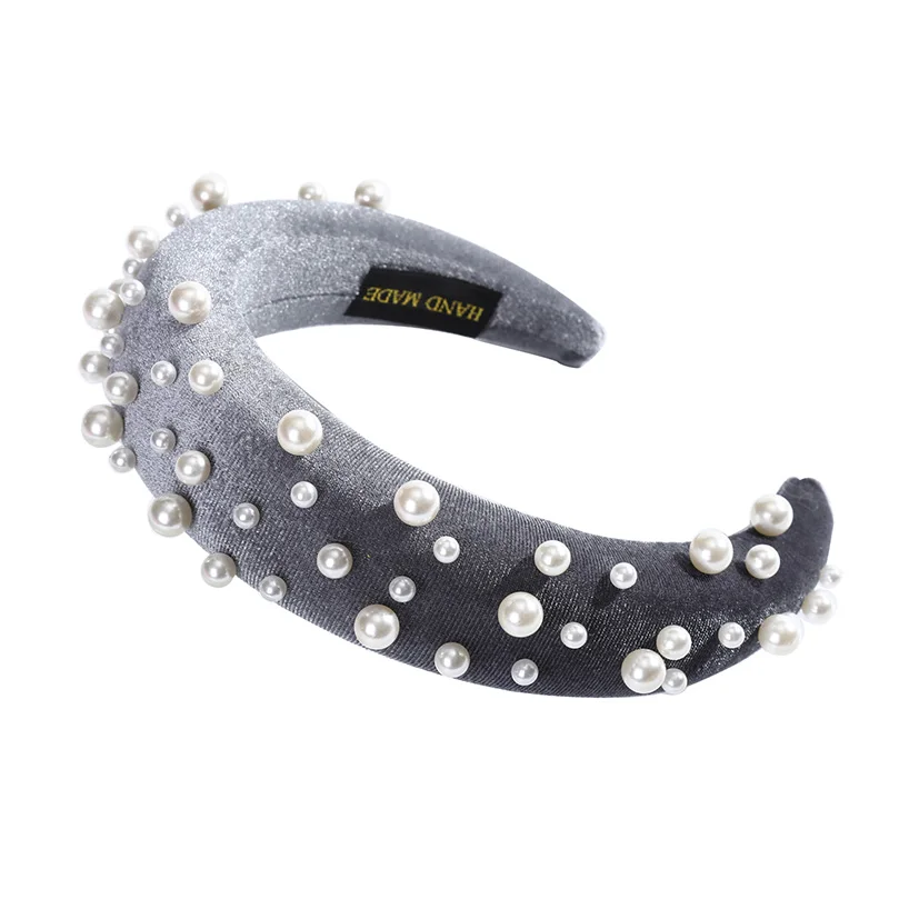 19-C AWAYTR New Retro Velvet Sponge Rhinestone Hairband For Women Padded Headband Girls Hair Accessories Hair Jewelry Free Shipping - Цвет: 19-C