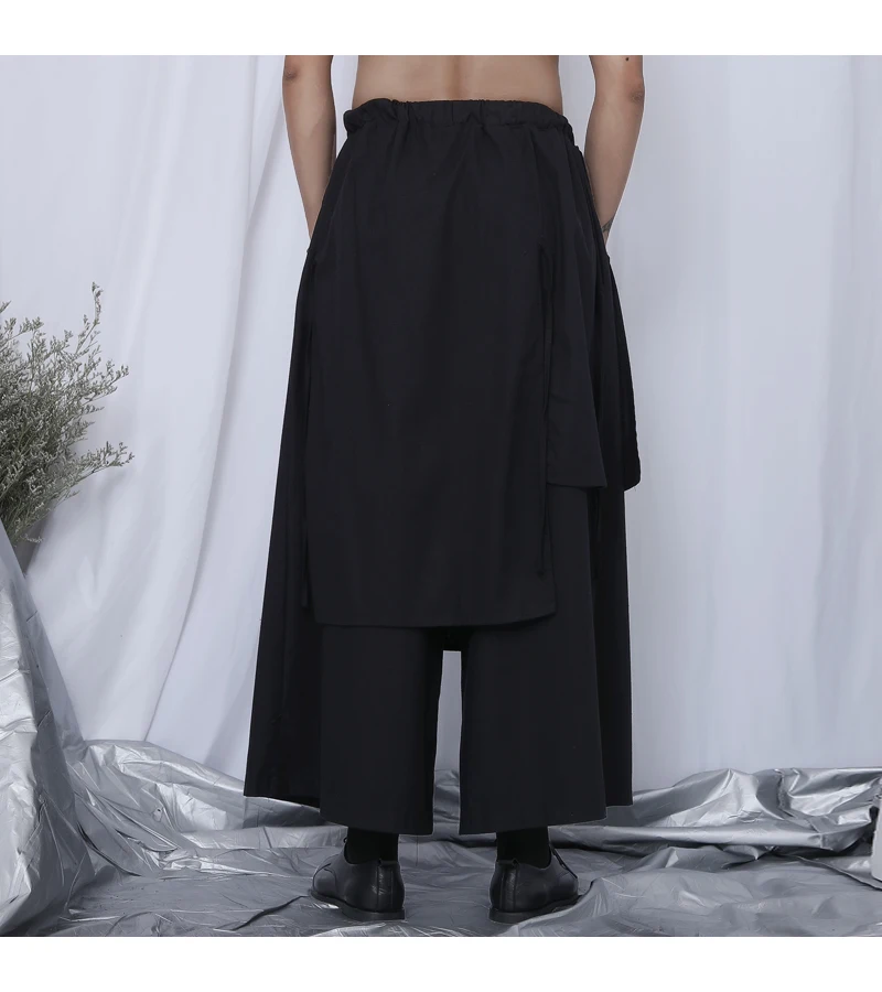 Men's Black Pants Large Loose Casual Falling Wide Leg Handsome Nine Point Cotton Linen | Мужская одежда