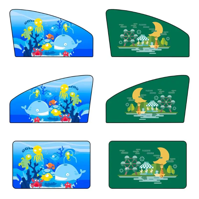 

Universal Cartoon Car Sun Shade Lovely Window Sunshade Cover for Children Kids Magnetic Curtain T8ND