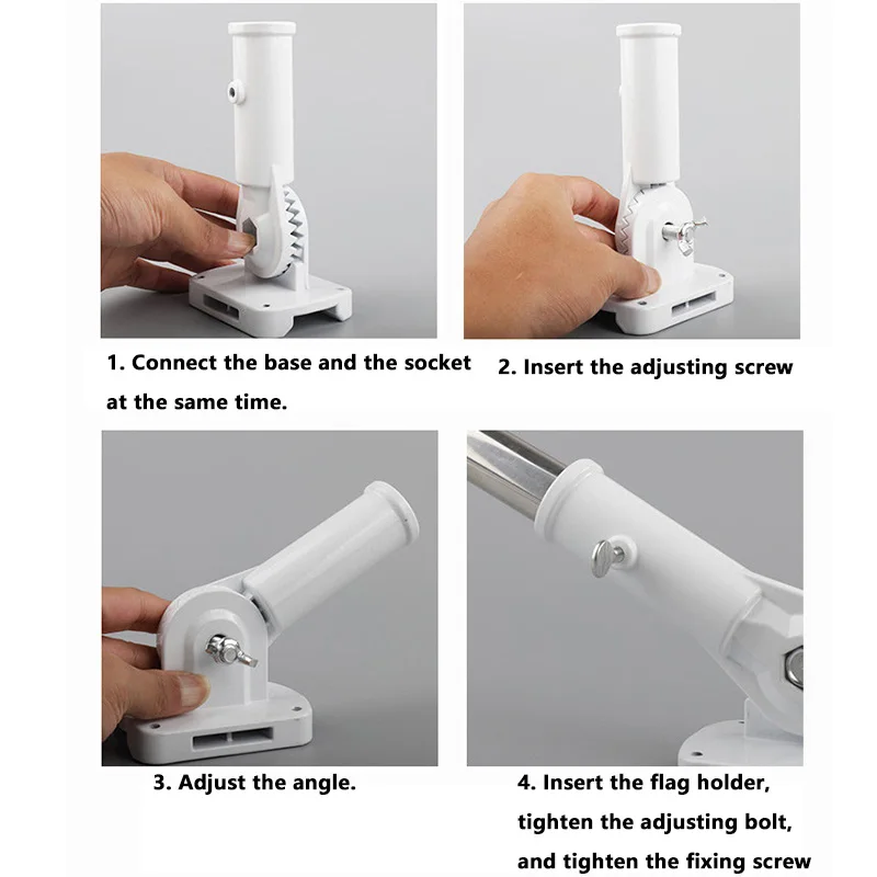 Настенный флагшток регулируемый металлический держатель кронштейн белый Windsock