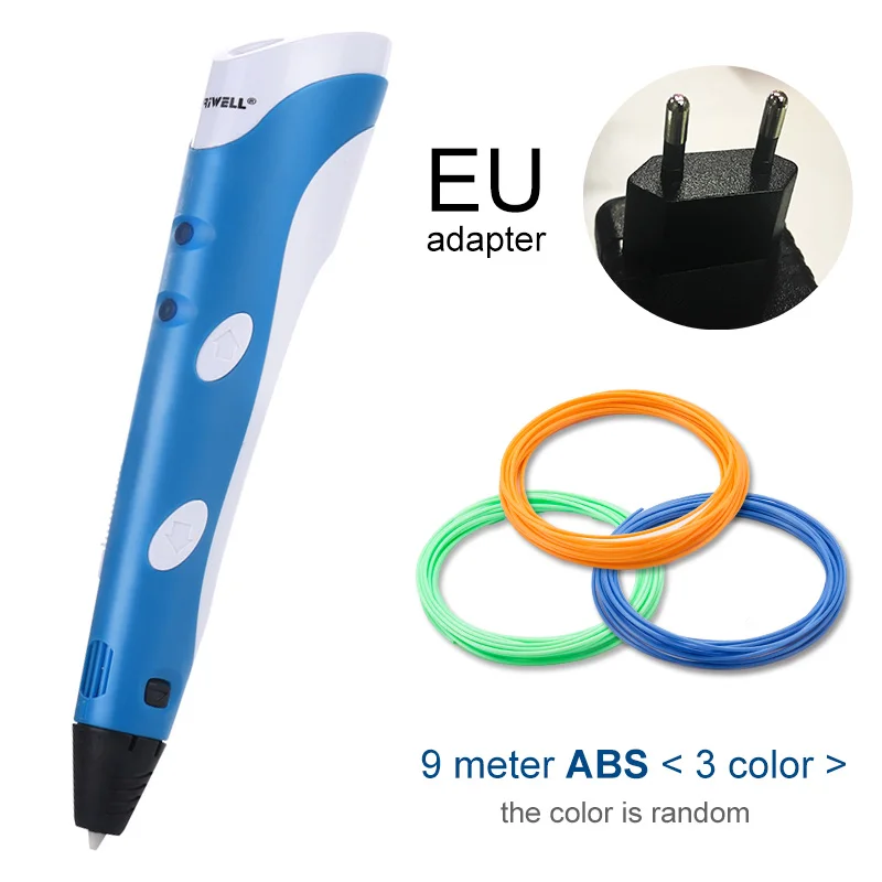 Blue EU Myriwell 3D печати Ручки 1,75 мм ABS Smart 3D ручка с нити для детей развивающая серия хобби игрушки - Цвет: Blue EU