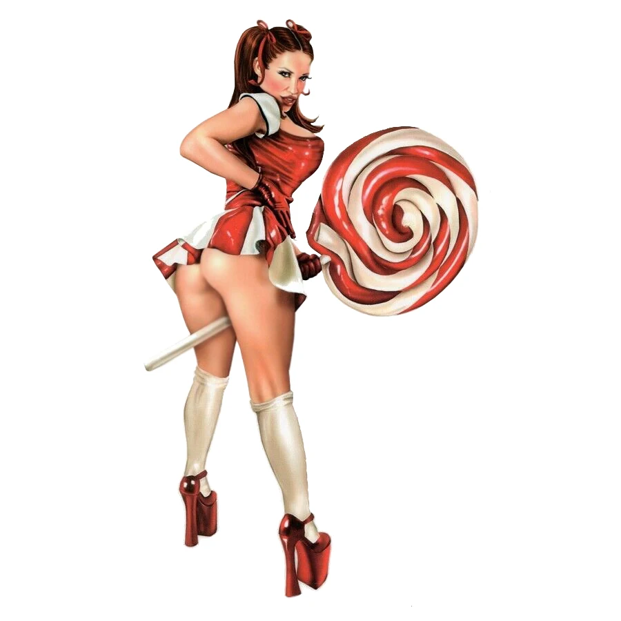 

SEXY CURVY LATEX HOTROD PINUP GIRL&LollyPop STICKER Fashion DECAL Jessica Dougherty