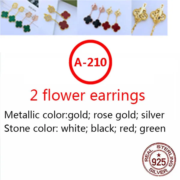 

A210 S925 sterling silver earrings simple personality fashion style hypoallergenic double flower clover shape girlfriend gift