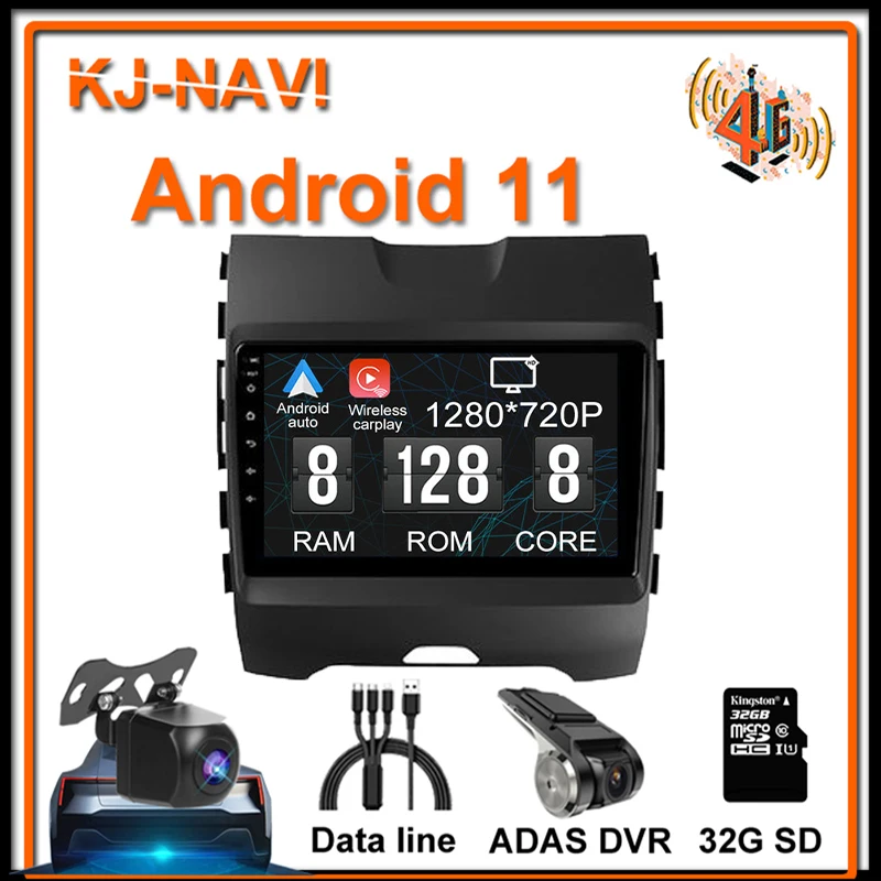 

128G DSP Android 11 для Ford Edge 2015 2016 2017 2018 1280*720P IPS экран Авторадио Видео GPS навигация 4G Lte