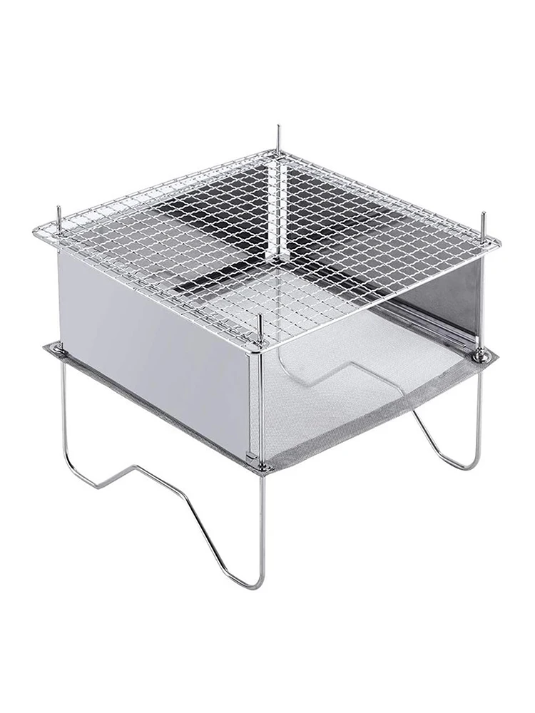 

Portable Barbecue Charcoal Grill, Stainless Steel Mini BBQ Charcoal Grill Tool Kits for Outdoor Cooking Camping Picnics Beach