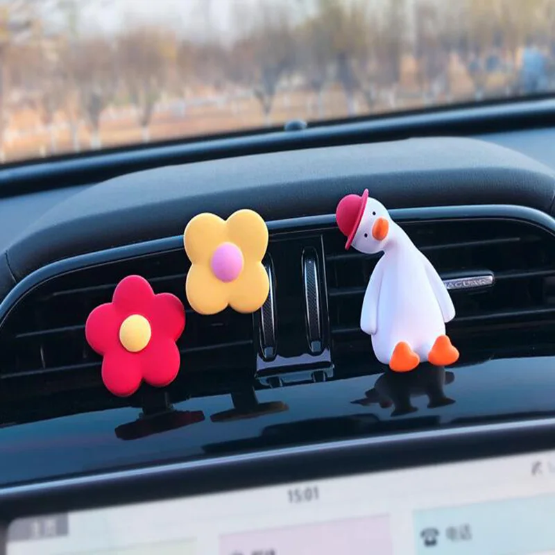 

Cheering Duck Cartoon Car Aromatherapy Car Perfume Clip Car Accessories Air Outlet Decoration Fragrance Car Decor Pink Car