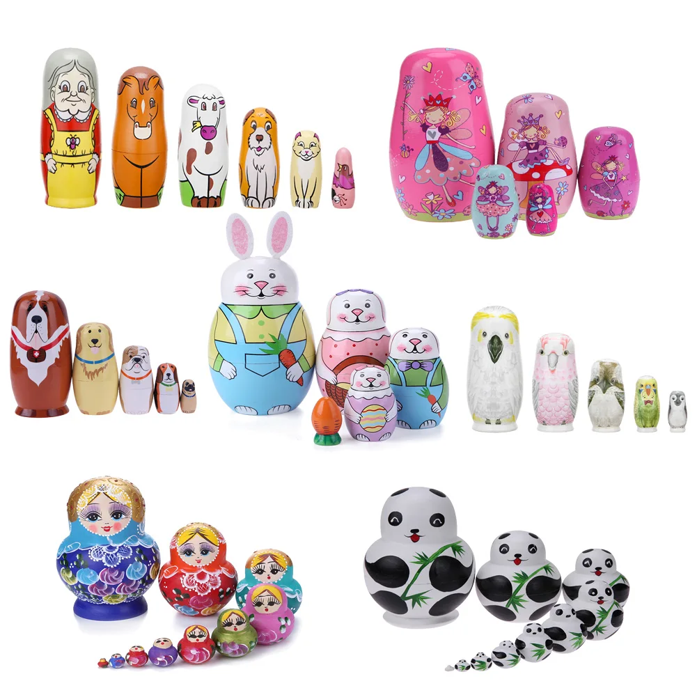 

1 Set Wood Russian Nesting Dolls Matryoshka Dolls Babushka Hand Crafts Fun Children Kids Birthday Gifts Crafted Doll Home Decor