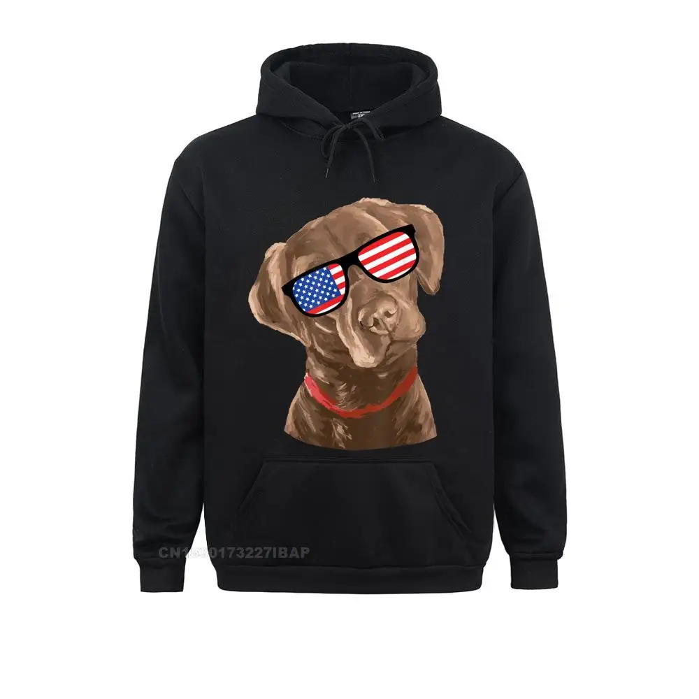 Funny Chocolate Labrador American Flag 4th Of July T Shirt Hoodie Sweatshirts For Male Comfortable Hoodies Classic Birth Hoods