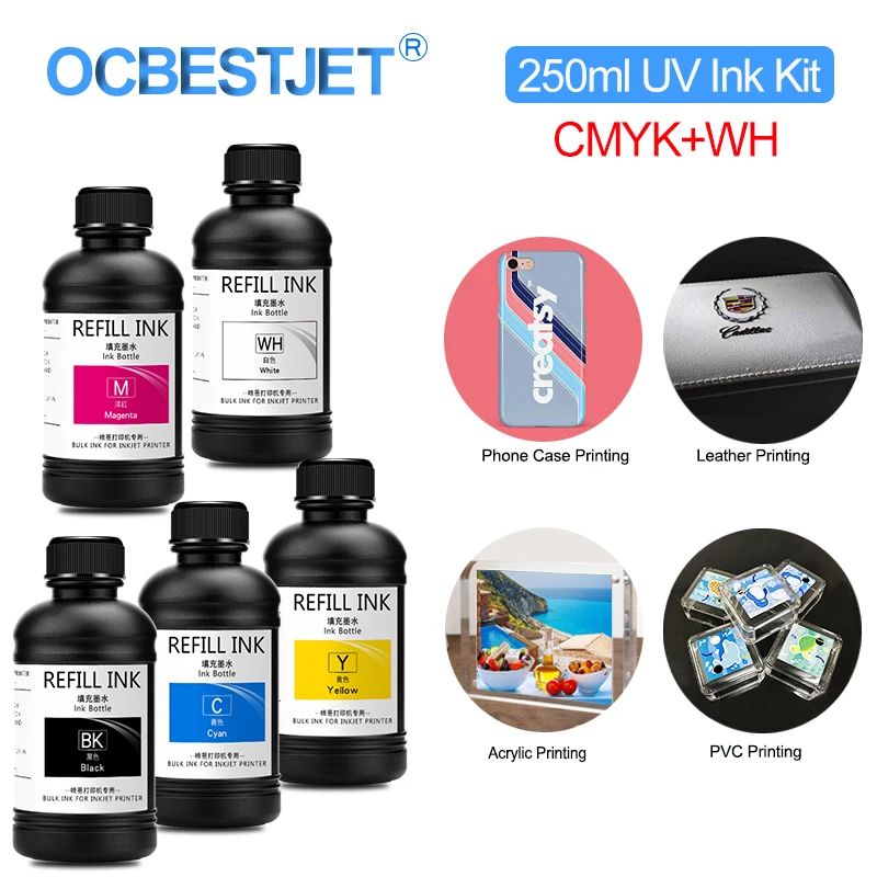 250 мл * 5 светодиодные УФ-отверждаемые чернила для Epson 1390 L800 1400 1410 1430 W R290 R330 L805 L1800