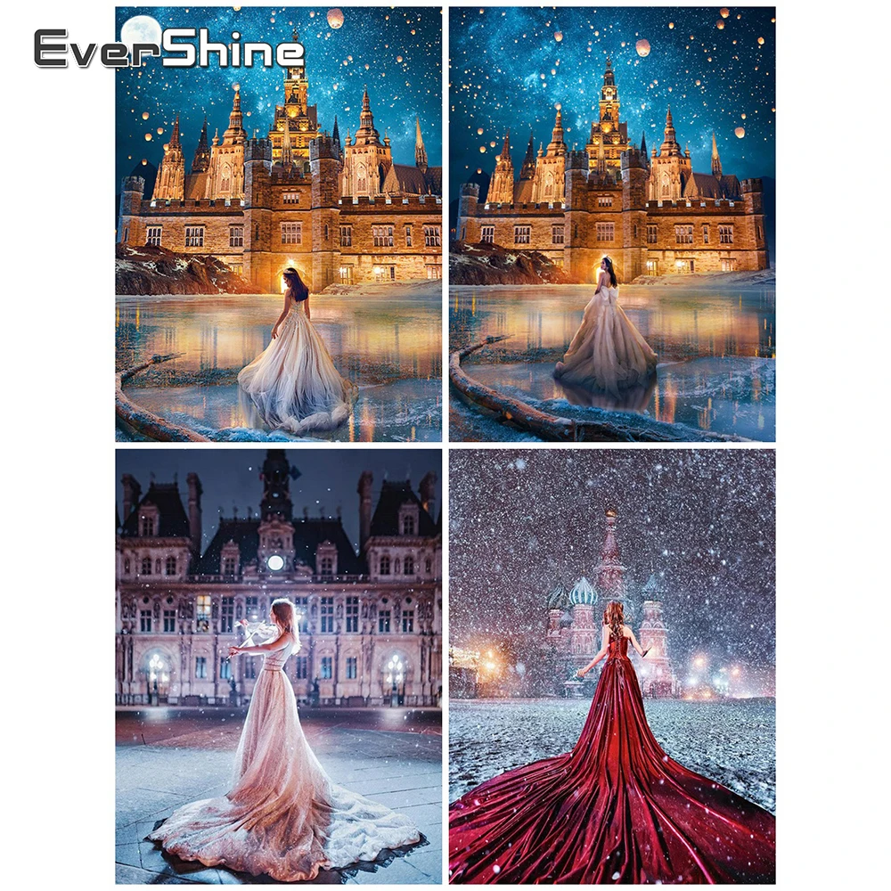 

EverShine Бриллиантовая живопись, портрет, искусственная вышивка, Женский Декор замка для дома
