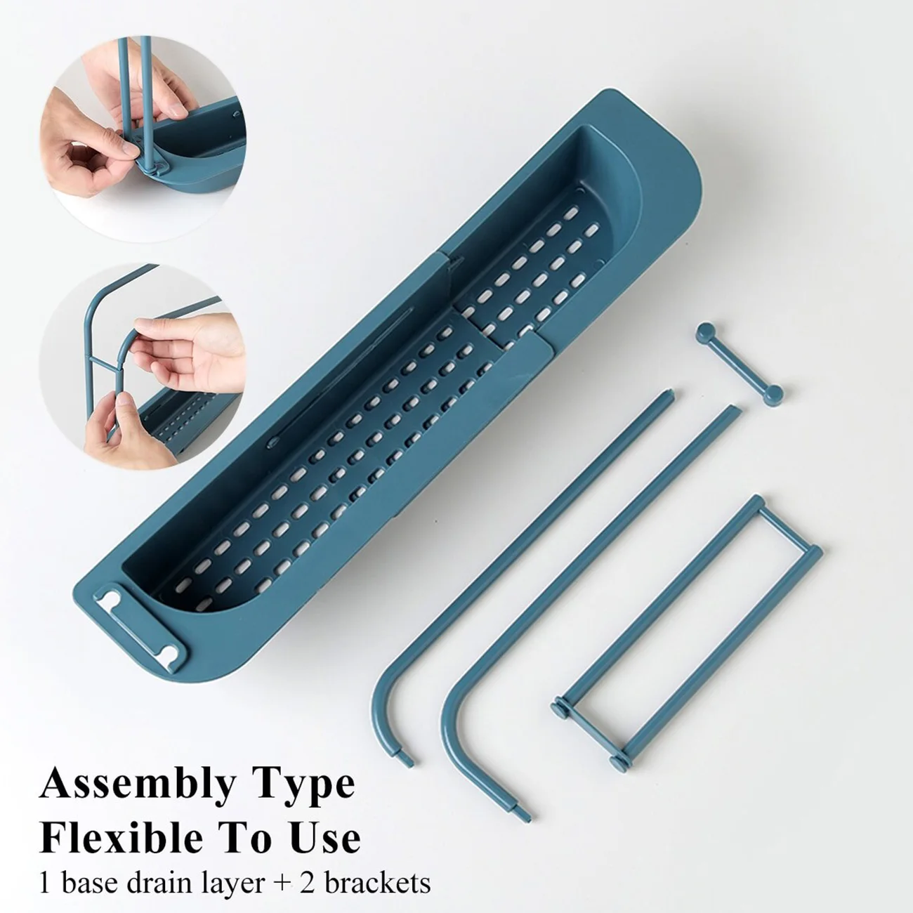 

1 PCS Telescopic Sink Holder Adjustable Drainer Sink Tray Sponge Soap Holder Sink Organizer Holder Dish Cloth Hanger