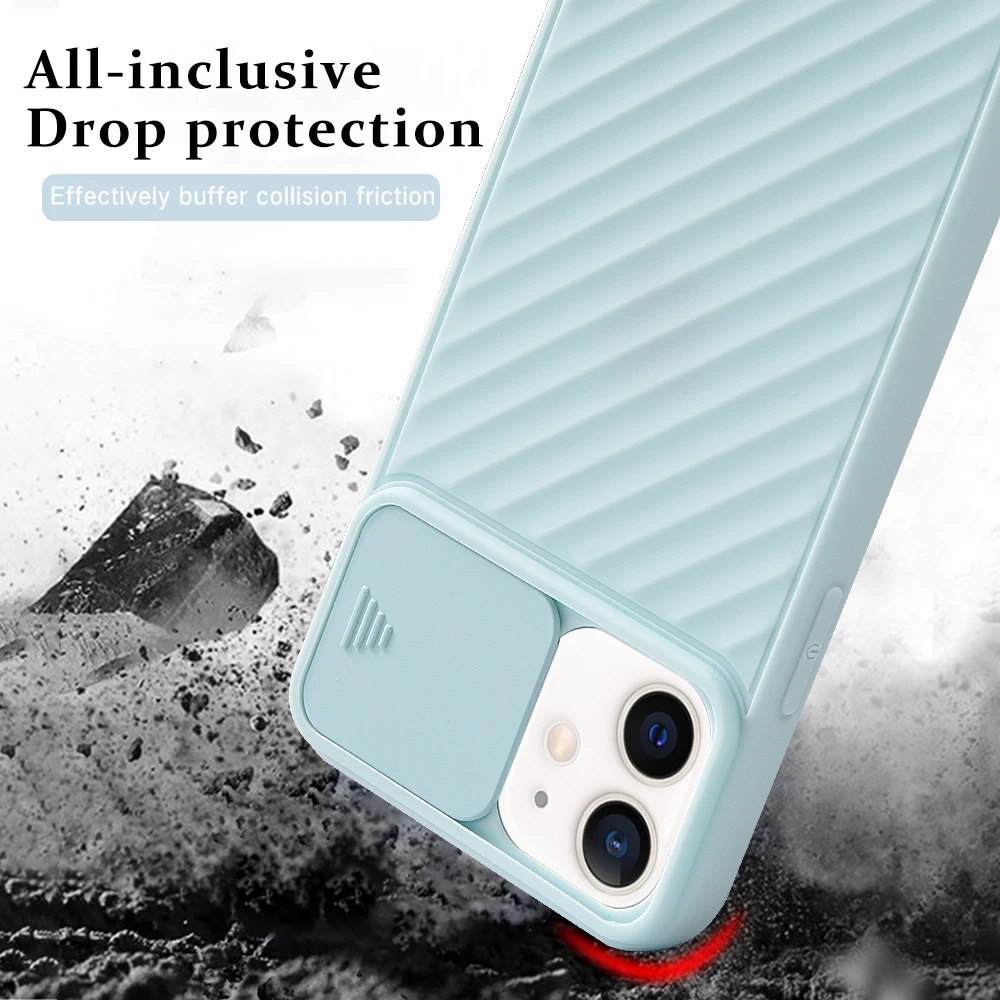 

Protection Matte Soft Back Cover For iPhone 11 12 Pro Max X XR XS Max 7 8 Plus X Fundas Shockproof Phone Case Slide Camera Lens