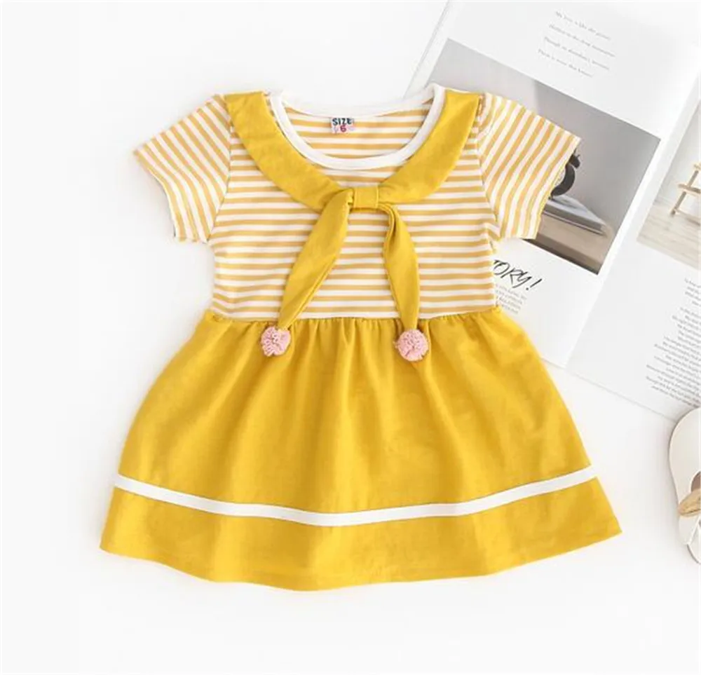 Темно-синяя Милая юбка в горизонтальную полоску с галстуком-бабочкой для