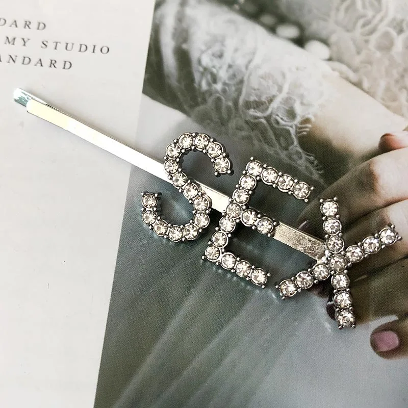 Женские металлические заколки для волос с надписью Стразы 1 шт. аксессуары