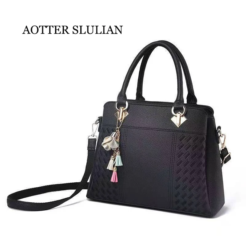 

Сумка-тоут женская из экокожи, вощеная сумочка-мессенджер с кисточками, саквояж с кармашком для кошелька, мешок на плечо