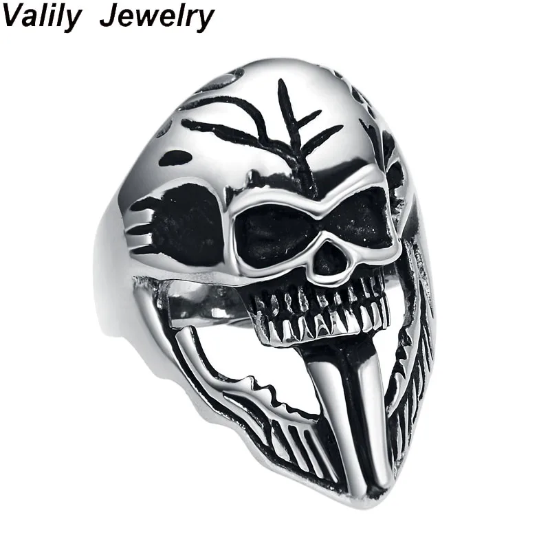 Valily мужской длинный язык череп кольцо Ювелирное Украшение из нержавеющей стали