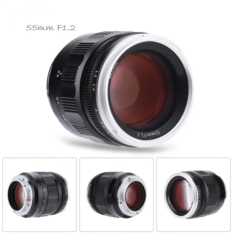 Kamlan 55 мм f1.2 Большая диафрагма ручной фокус Prime фиксированные линзы полная Рамка для sony для Canon для Nikon