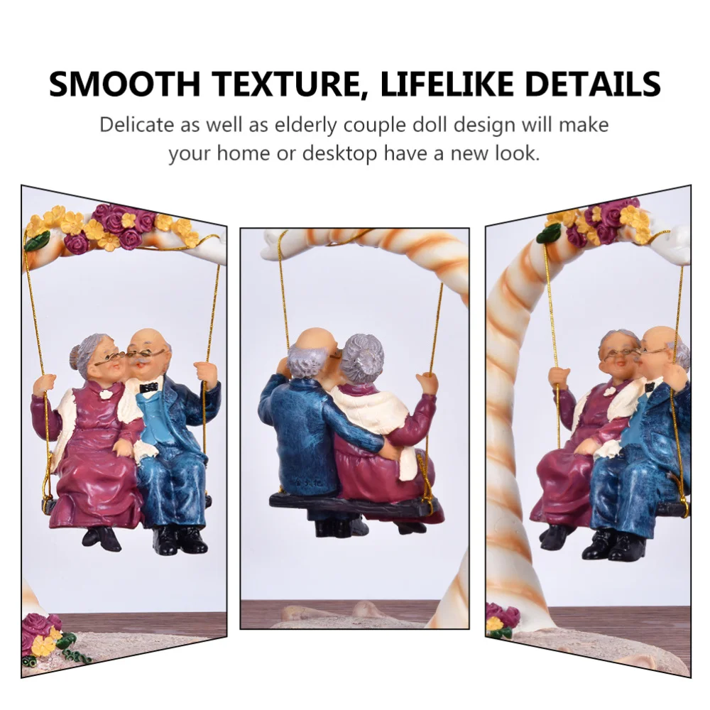 

1pc Elderly Lovers Figurines Couple Doll Statue Home Adornment Desktop Ornament