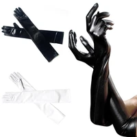black white sexy long glove for women exotic appeal gloves leather gloves clubwear catsuit cosplay costumes mittens