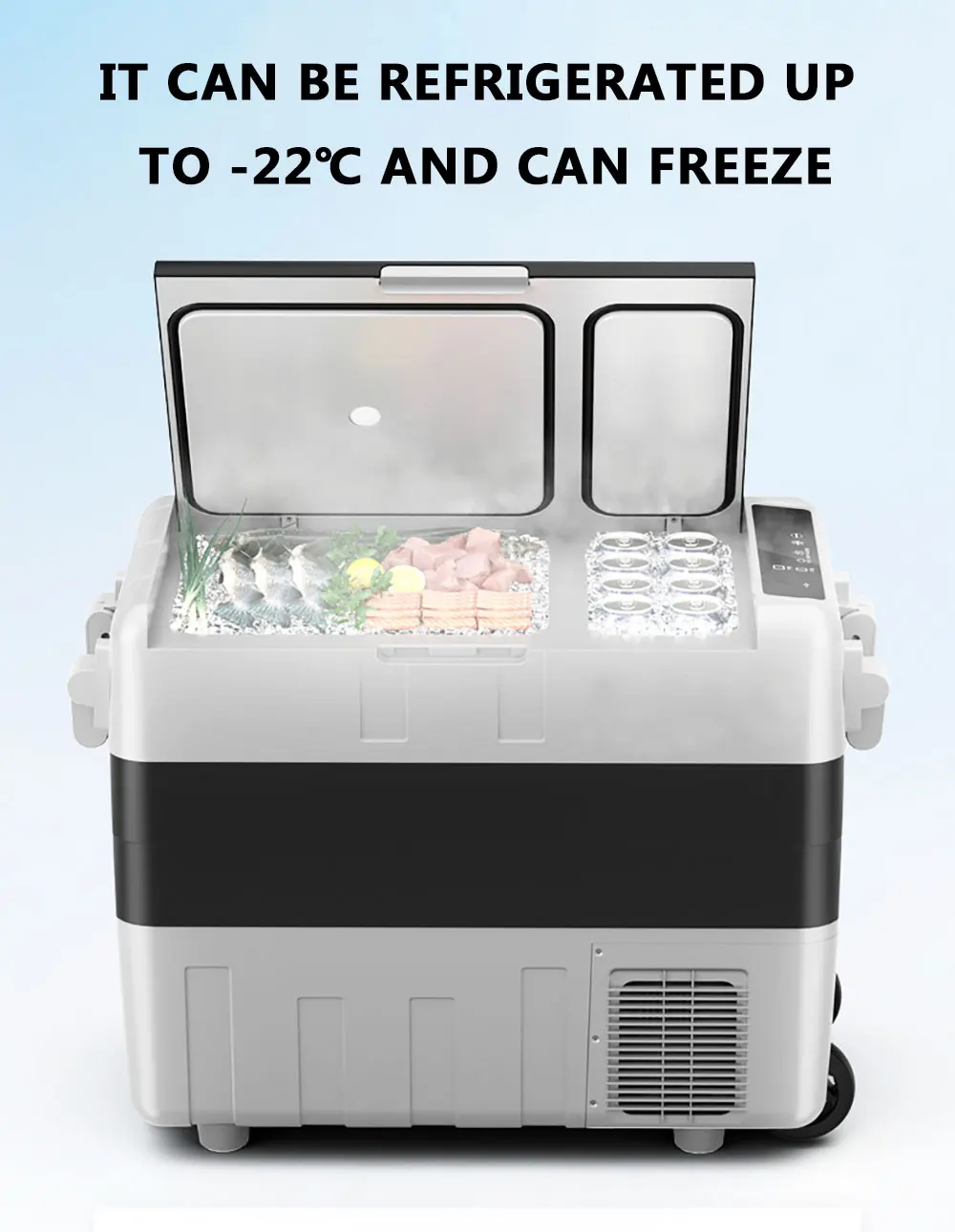 

60W 50L Small Fridge Portable Car Refrigerator Cooler Freezer Digital Screen for Travel Camping Office Bar Home Domestic Outdoor