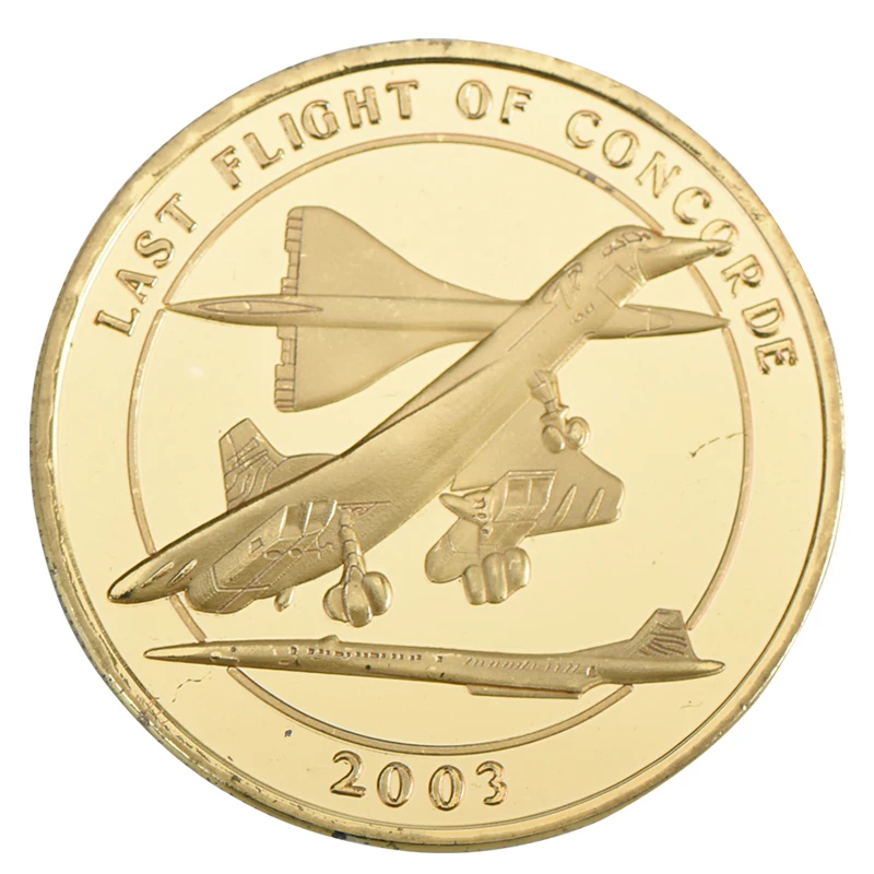 Монета последний полет Конкорда памятная монета с позолотой первая в мире