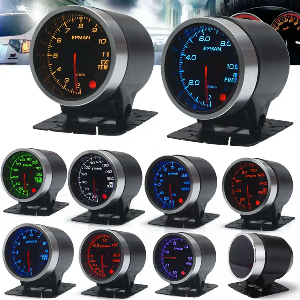 

EPMAN 2" 52mm 10 Color Backlights Oil Press Gauge 0-10BAR Oil Pressure Meter Smoke Face+ Mount Bracket Cup Holder+Sensor EPXX704