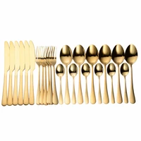 24pcs mirror cutlery set gold tableware set stainless steel dinnerware steel gold fork spoon knive steel flatware set silverware