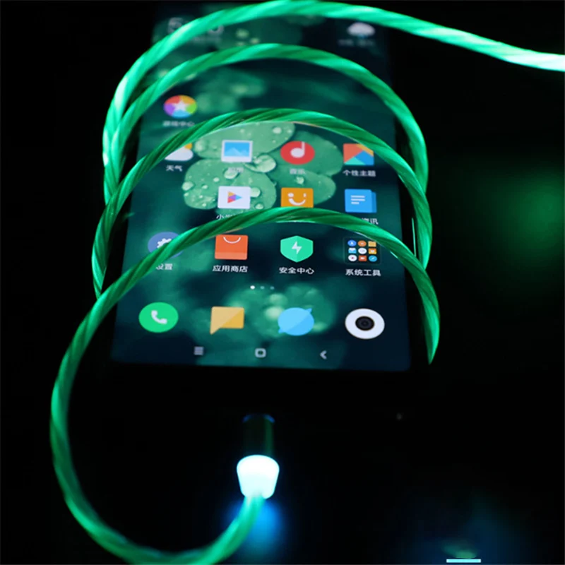 

CMAOS Magnetic Flow Luminous Lighting Charging Mobile Phone Cable Cord Charger Wire For Samaung LED Micro USB Type C For Iphone