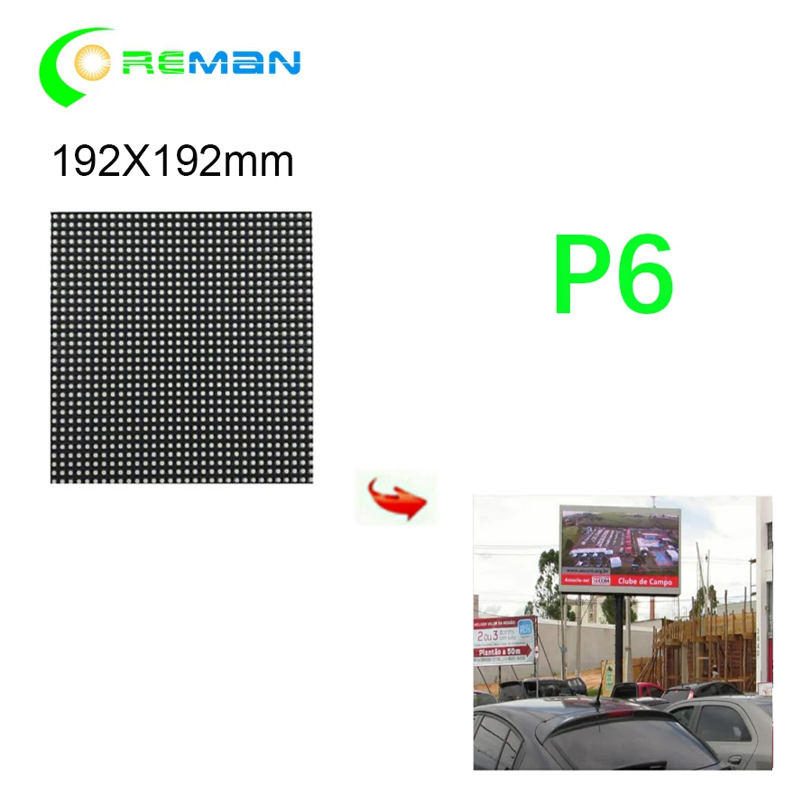 P6 открытый RGB SMD светодиодный модуль 192*192 мм 32*32 пикселя для Полноцветного