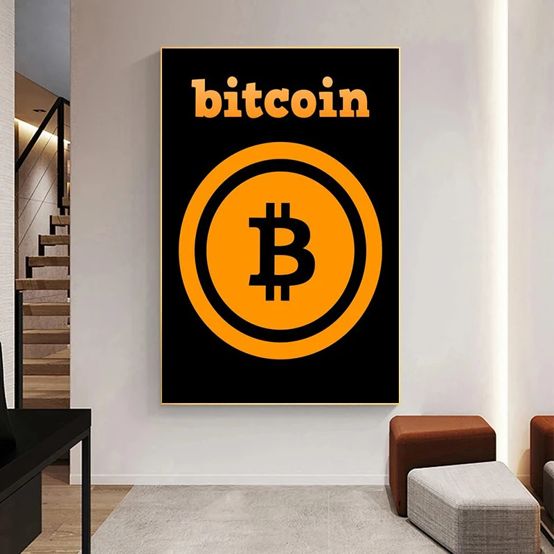 

Modern Abstract Bitcoin Virtual Currency Canvas Paintings Posters and Prints Wall Art Picture for Living Room Home Decor Cuadros