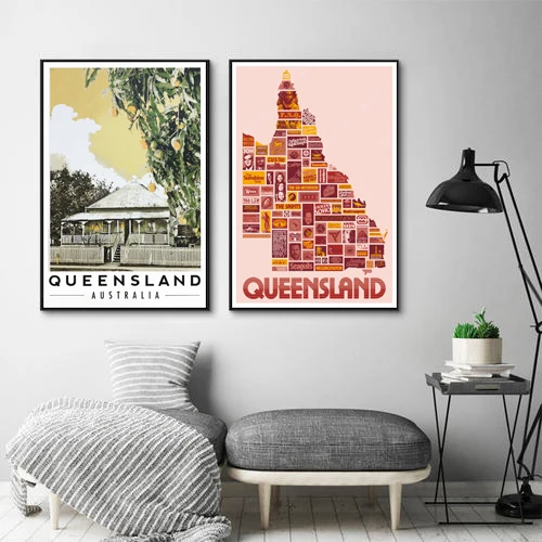 Австралия Квинсленд Большой Барьерный риф ВИНТАЖНЫЙ ПЛАКАТ холст картина плакат