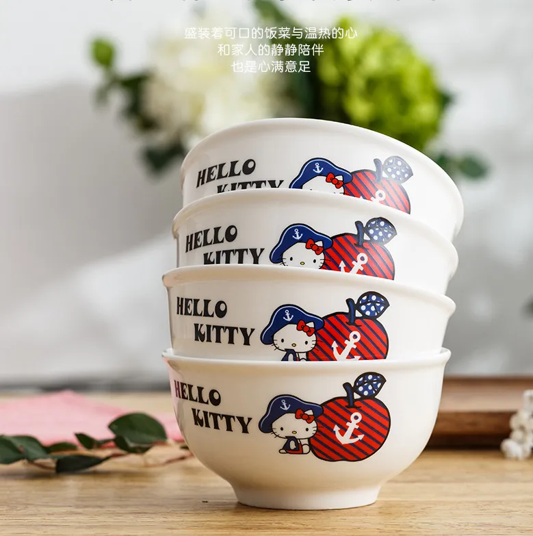 4pcs 4.5/5inch Kitty ceramics Bowl breakfast Korean bowl salad Dessert Children tableware Kitchen Household Dinnerware | Дом и сад
