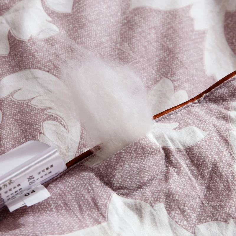 

New Mulberry Silk Polyester Comforter European Flower Quilt Blanket For Winter/Autumn/Spirng Khaki Queen Full Home Hotel Textile