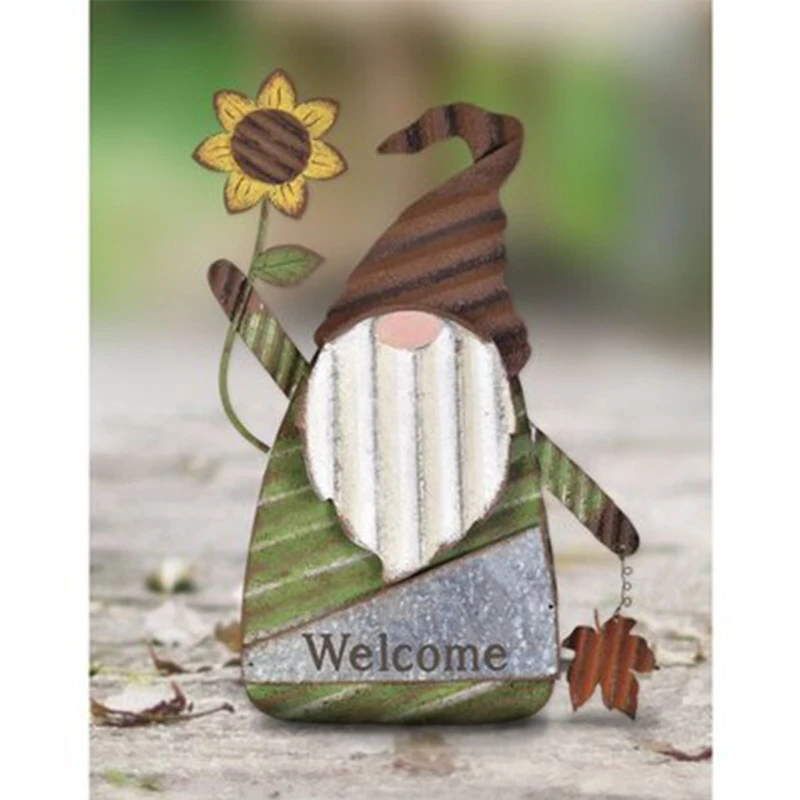 

Elegant Garden Design Gnome Faceless Doll Tomte Elf Flower Leaf Metal Silhouette
