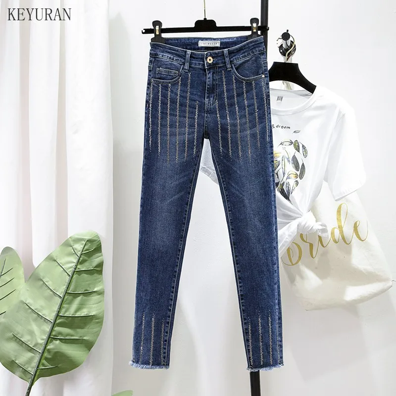 Женские джинсы 2021 с высокой талией для женщин Эластичные Обтягивающие джинсовые