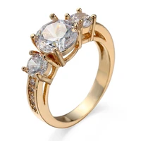 round cut classic wedding women ring gold filled engagement fashion accessories