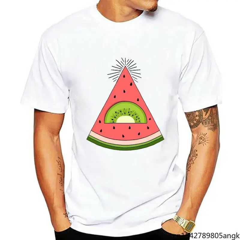 

Men T-shirt Watermelon X Kiwi Pattern Unisex Summer Trend Soft Round Neck