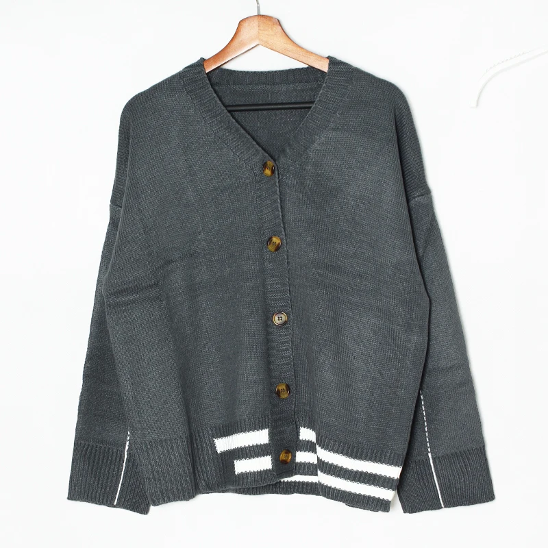 CHRLEISURE Women Cardigan Sweater Single Breasted Bat Sleeve V-neck Long Knit Loose Coat Autumn |