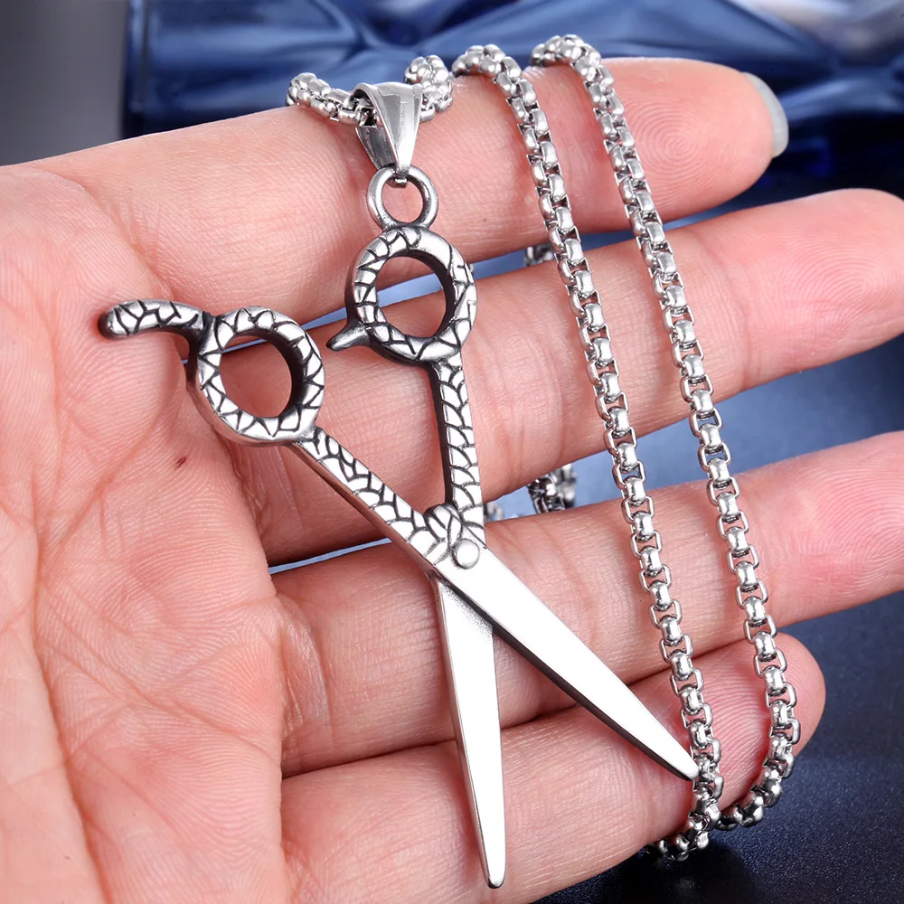 Модный персональный стиль для волос из нержавеющей стали кулон ожерелье ножницы