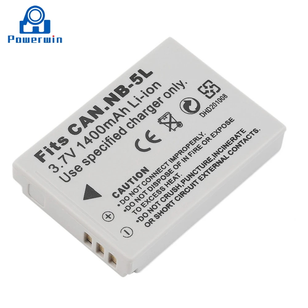 Аккумулятор Powerwin для камеры Canon SX200 SX210IS SX220HS SX230HS NB-5L Shot S100 S110 SD950 1400 мАч 3 7 в 2 шт. |