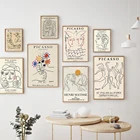 Картина на холсте, винтажные абстрактные плакаты и принты с изображением девушки Пикассо Матисса, цветов, настенные картины, ретро-картины для домашнего декора