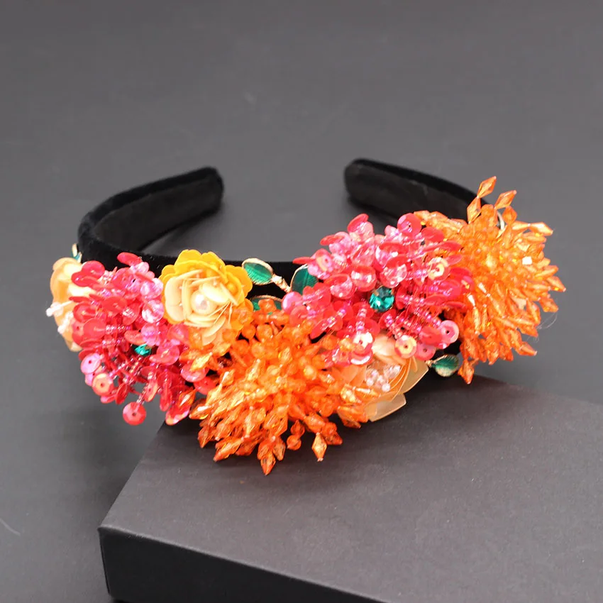 Fashion ball wild headband New European and American fashion temperament crystal flower personality exaggerated 782 | Украшения и