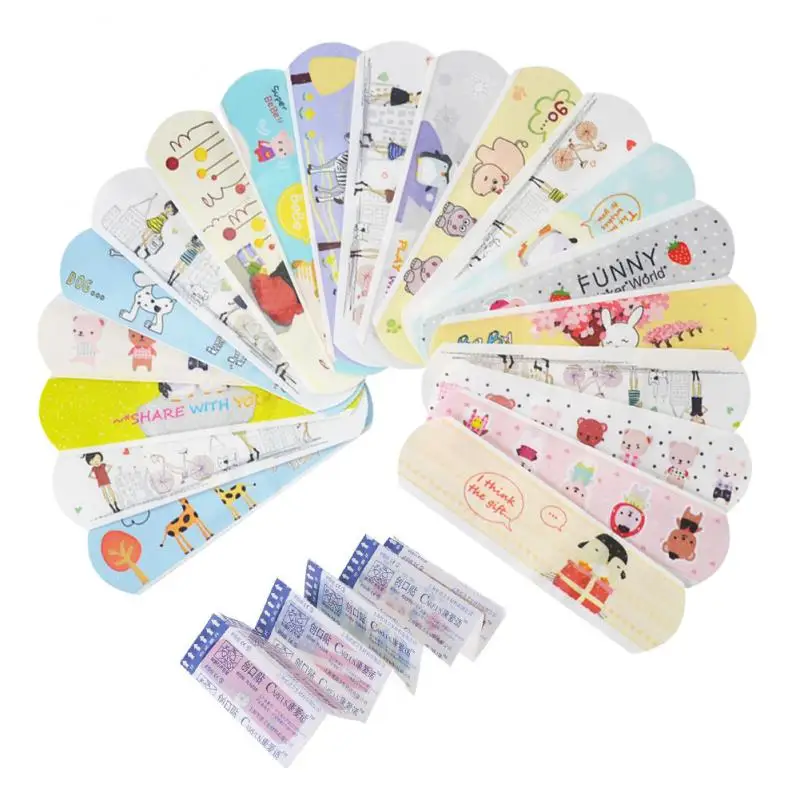 

100PCs Waterproof Band Aid Breathable Cartoon Band Aid Hemostasis Adhesive Bandages First Aid Emergency Kit TXTB1