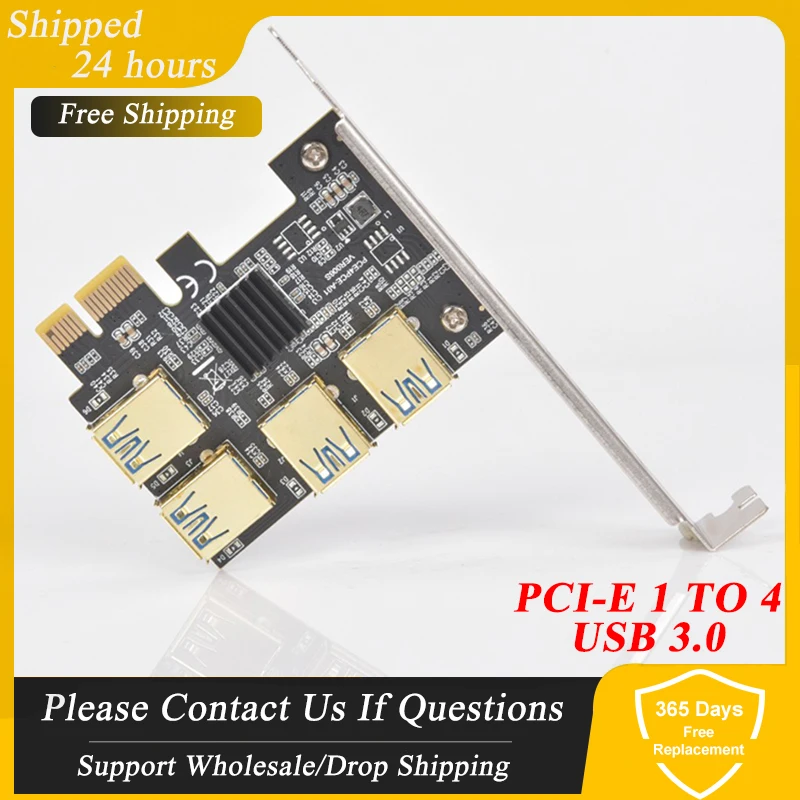

PCIE к PCI-E мультипликатору концентратор адаптер 1 поворот 4 USB 3.0 PCI Express слот 1X до 16X набор специальных переходников для майнинга установка для м...