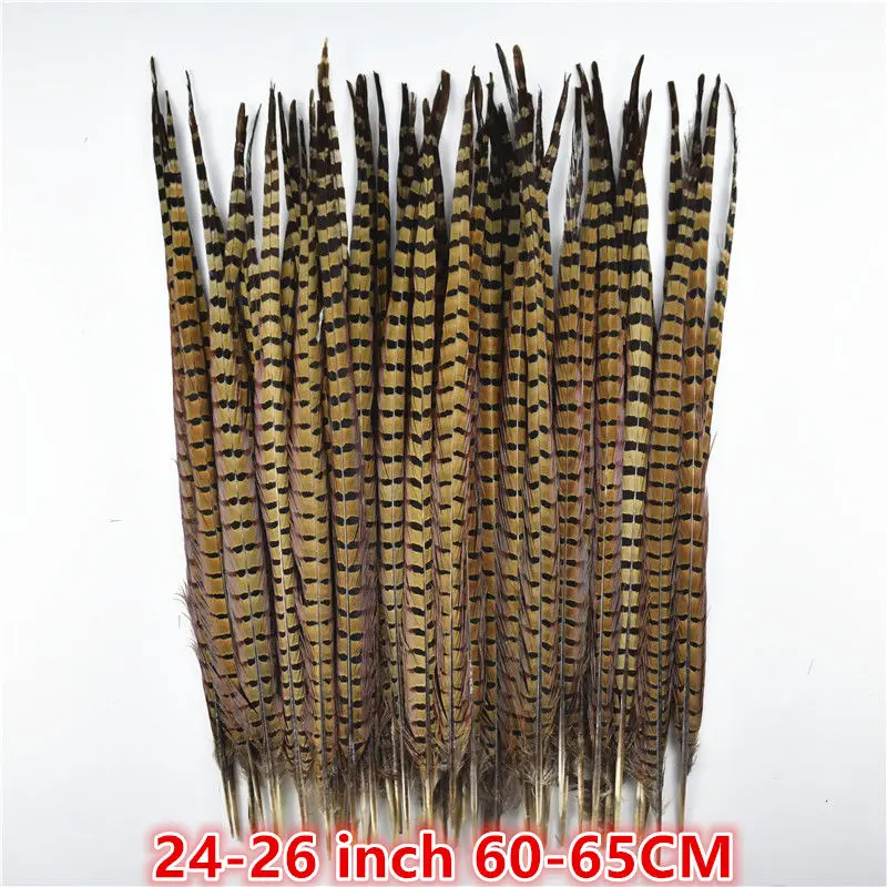 60-65CM 24-26Inch 25-75 см 10-3" натуральные Колечки перья из хвоста фазана для рукоделия Свадебные украшения DIY Декор натуральные перья, пух - Цвет: 60-65CM 24-26Inch