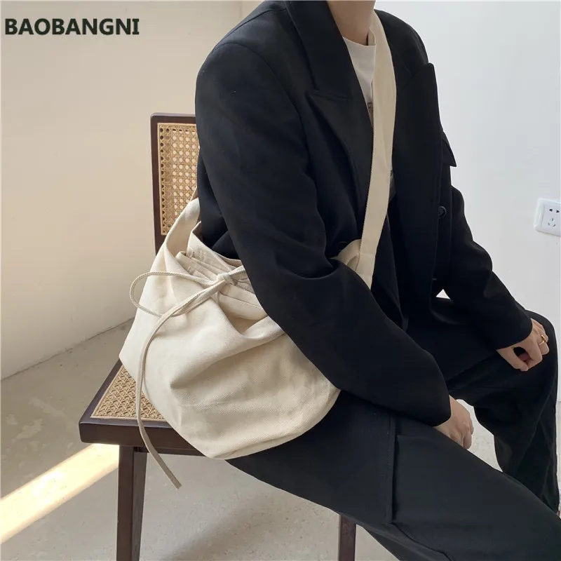 Teenager Brief Style Canvas Handbag Women Eco Environmental Cotton Fabric Bucket Shoulder Bag Female Big Size Soft Slouch Bag