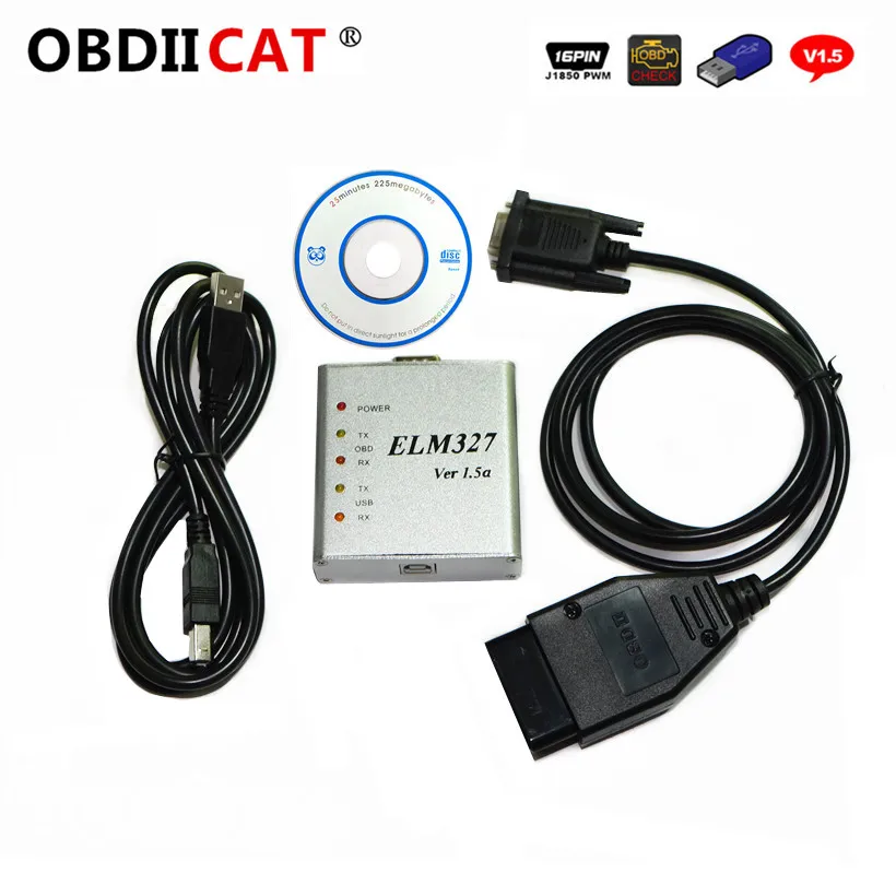 

20pcs/lot DHL New ELM327 V1.5 USB Metal Aluminum PIC18F2480 &FTDI FT232BL chip OBD2 Auto Diagnostic-Tool ELM 327 Al Code Reader